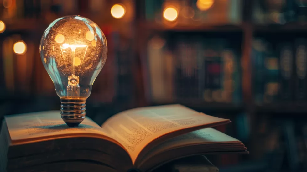 glowing-light-bulb-open-book-with-bokeh-lights-background