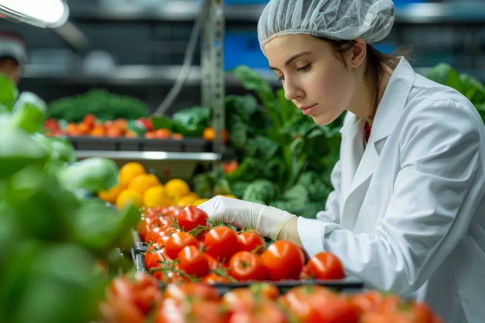 pretty-lady-as-food-nutritionist-inspecting-food-produce