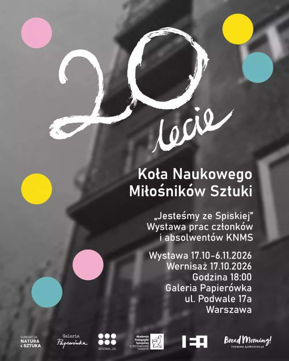 Plakat wernisazu wystawy Kola Naukowego Milosnikow Sztuki APS