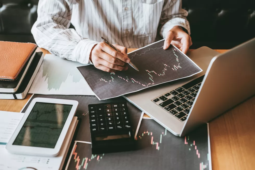 midsection-businessman-working-office