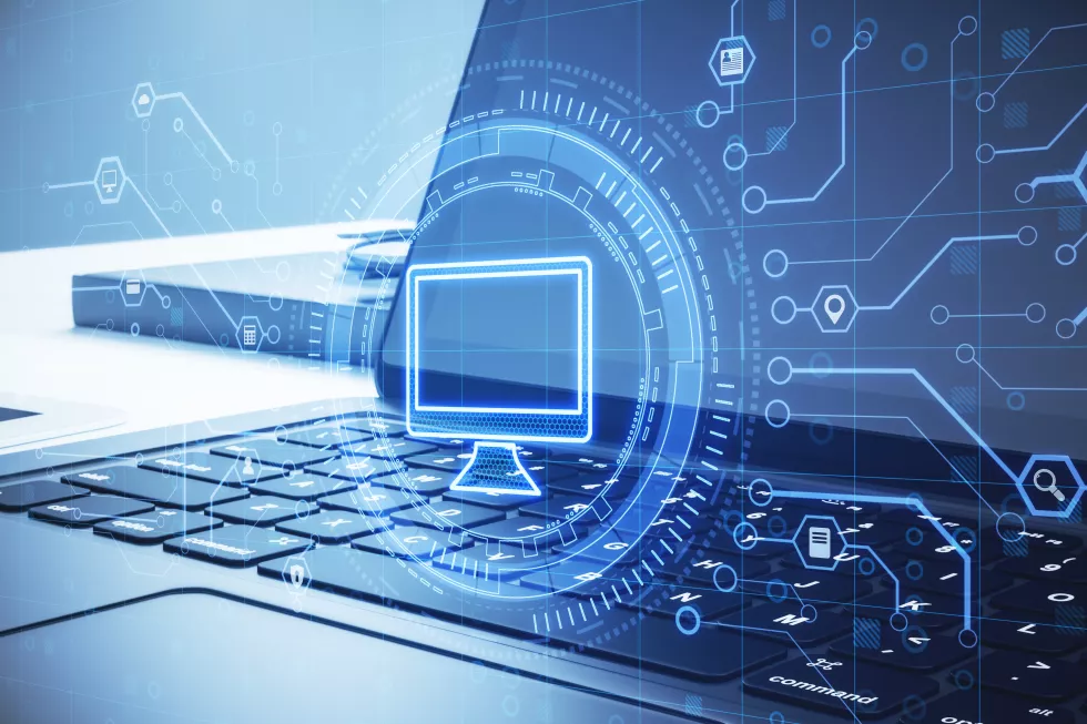 close-up-laptop-with-creative-computer-hologram-blurry-background-digital-transformation-technology-concept-double-exposure