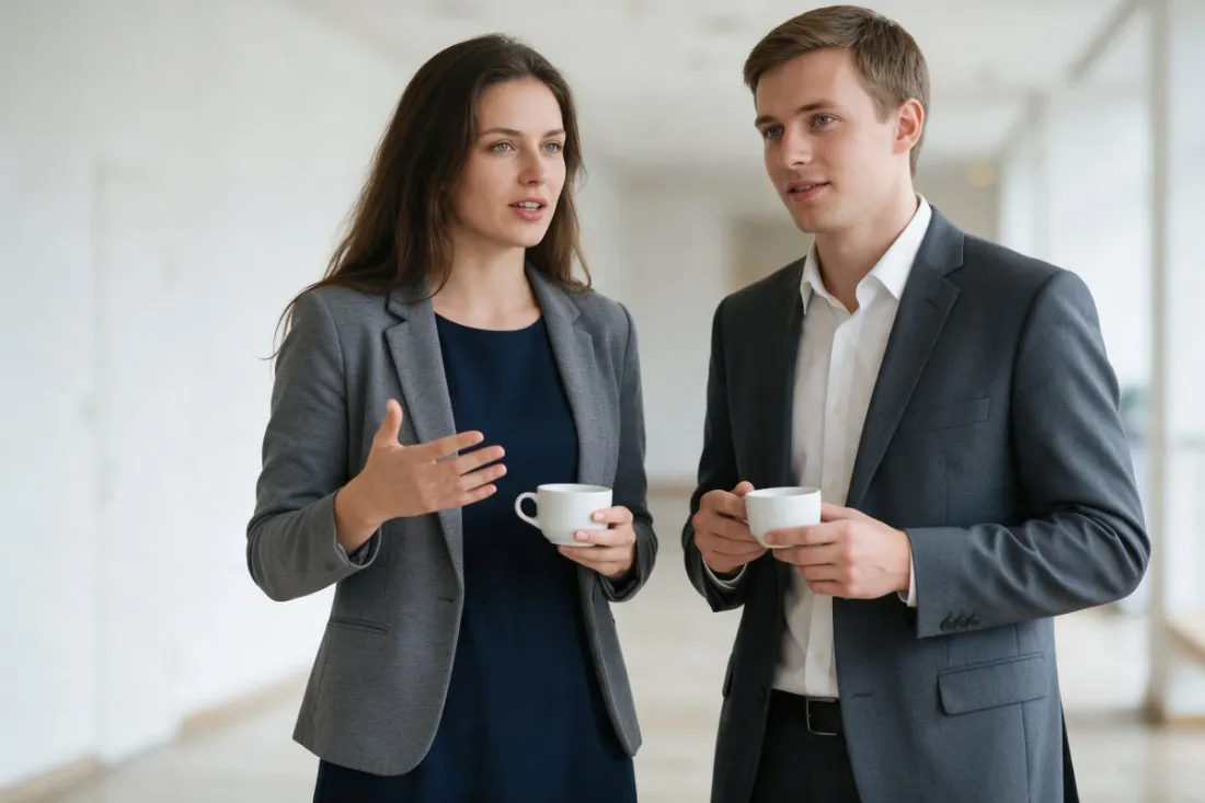 studentka-i-student-rozmawiaja-w-foyer-sali-konferencyjnej