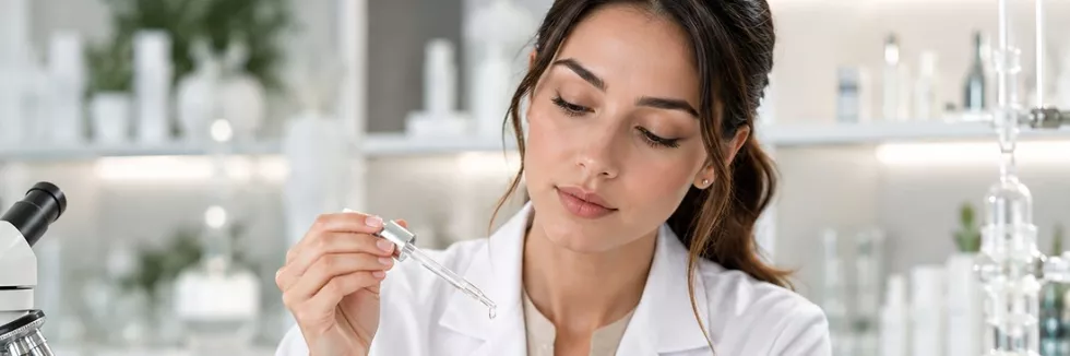 Beauty-Science-II-stopien-test-mloda-kosmetolog-bada-serum-w-laboratorium