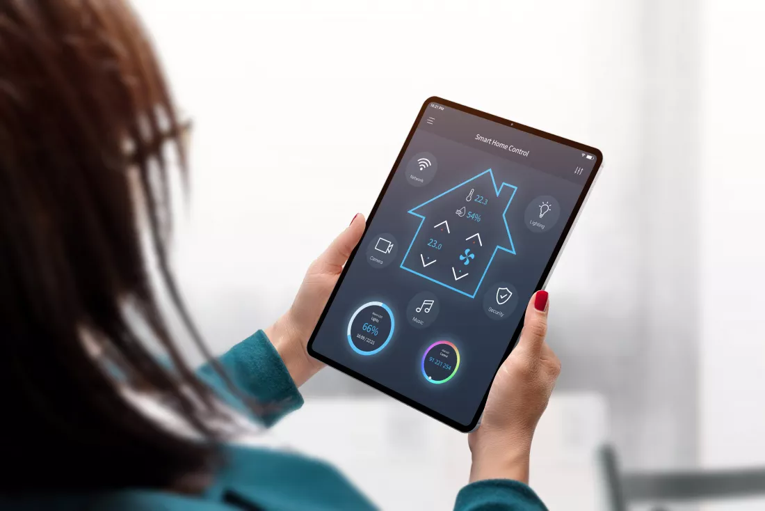 smart-home-central-control-system-tablet-display-concept-app-design-woman-hands-home-interior-background