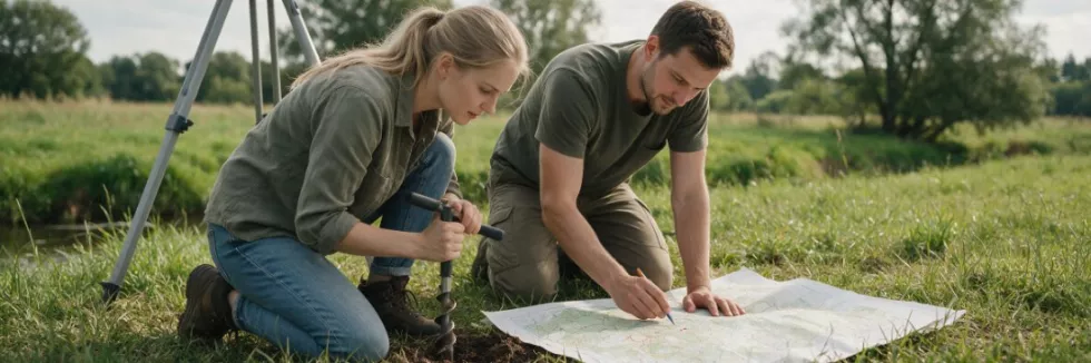 absolwenci-geografii-pobieraja-probki-gleby-nad-rzeka