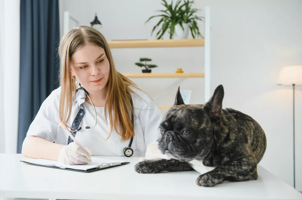 medicine-pet-care-people-concept-close-up-french-bulldog-dog-veterinarian-doctor-hand-vet-clinic