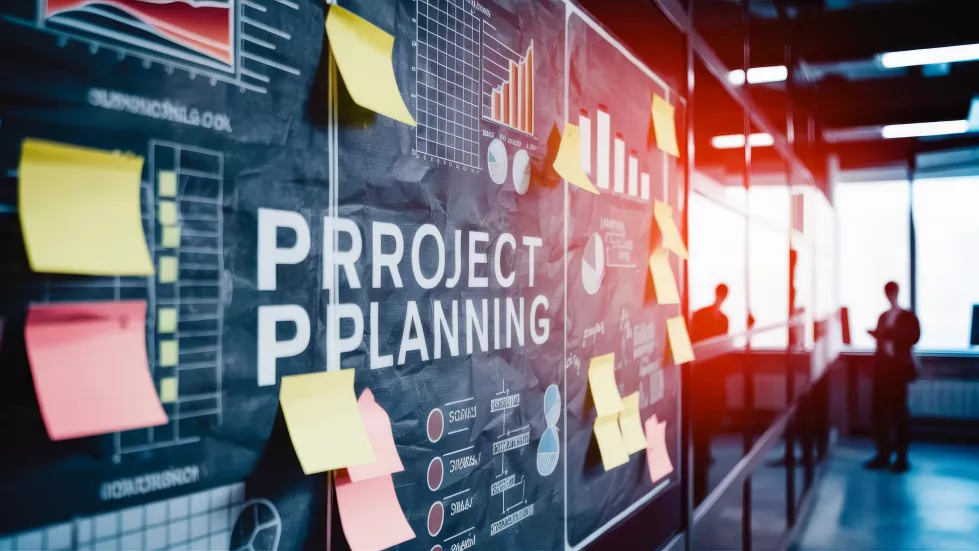 project-planning-board-with-sticky-notes-charts