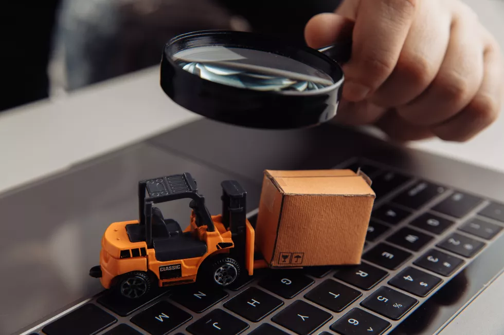 delivery-box-model-loader-magnifying-glass-concept-internet-commerce-online-shopping-trade-turnover