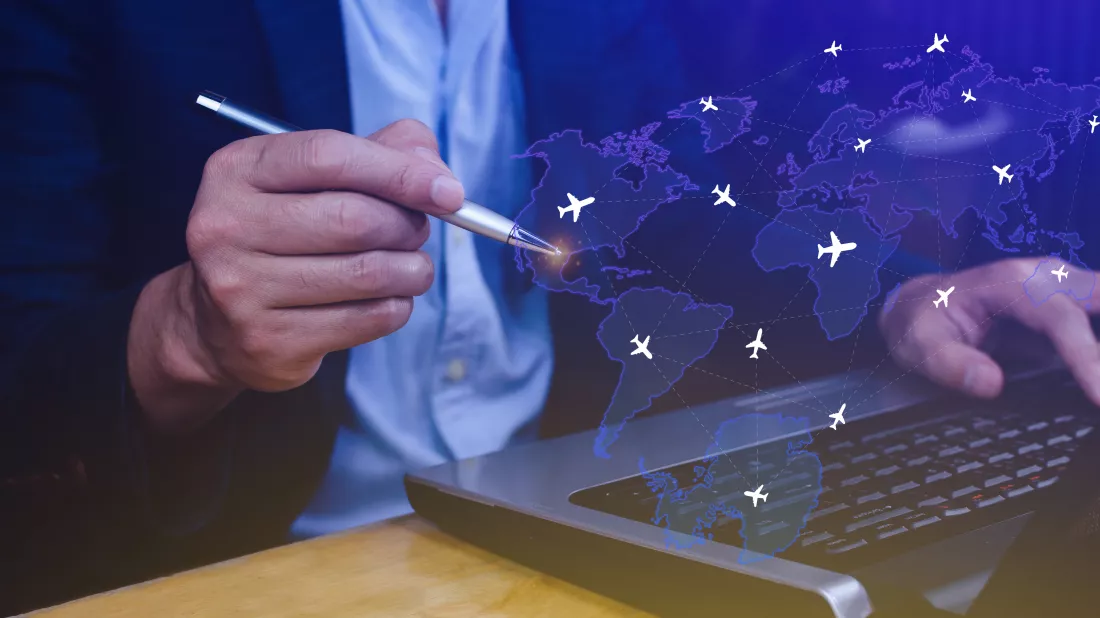 businessman-hand-pushing-flight-booking-networking-hand-pressing-light-blue-world-map-with-flight-routes-airplane-transportation-concept