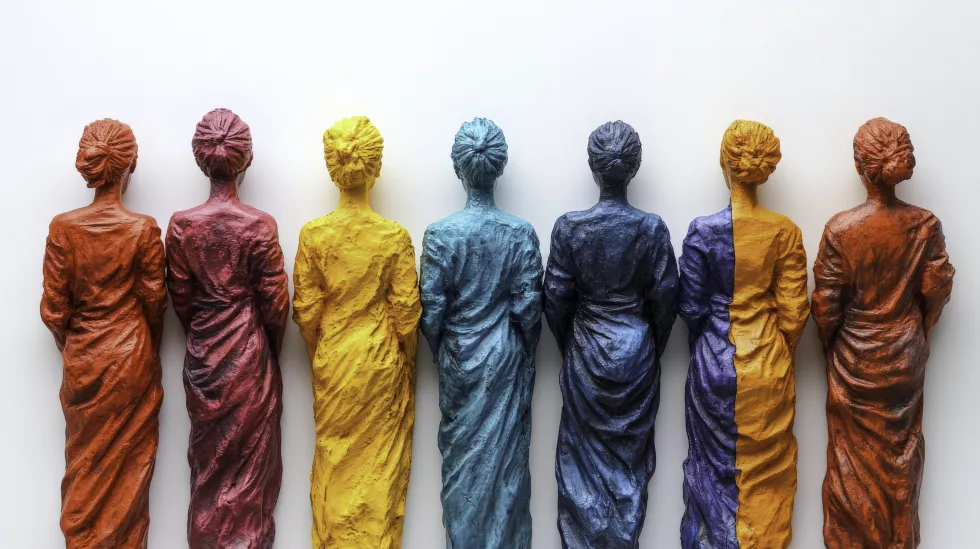 colorful-artistic-statues-women-various-poses-representing-diversity-creativity-contemporary-art-display-white-background