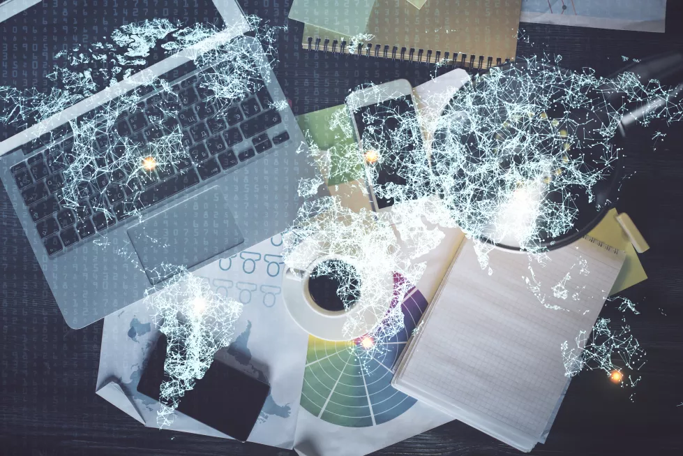 social-network-hologram-drawings-computer-desktop-background-top-view-double-exposure