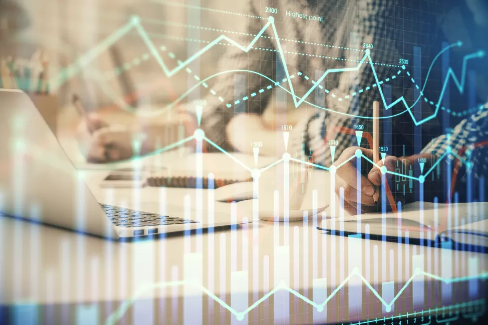 multi-exposure-forex-chart-with-man-working-computer-background-concept-market-analysis