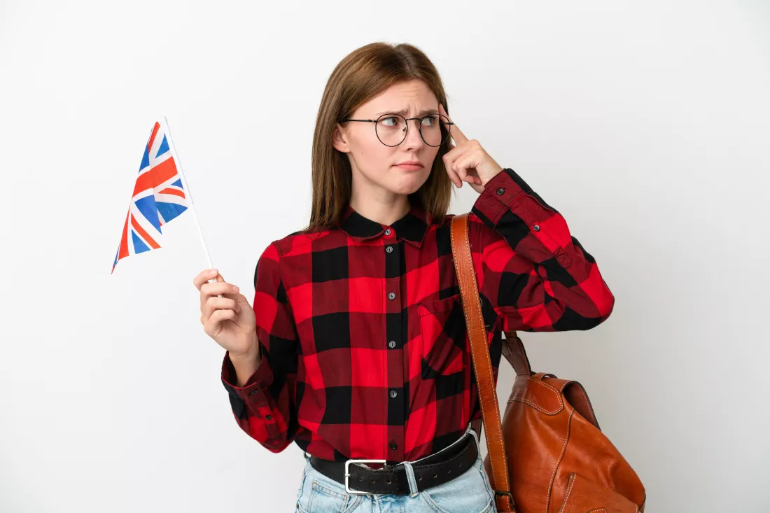 young-woman-holding-united-kingdom-flag-isolated-blue-background-having-doubts-thinking