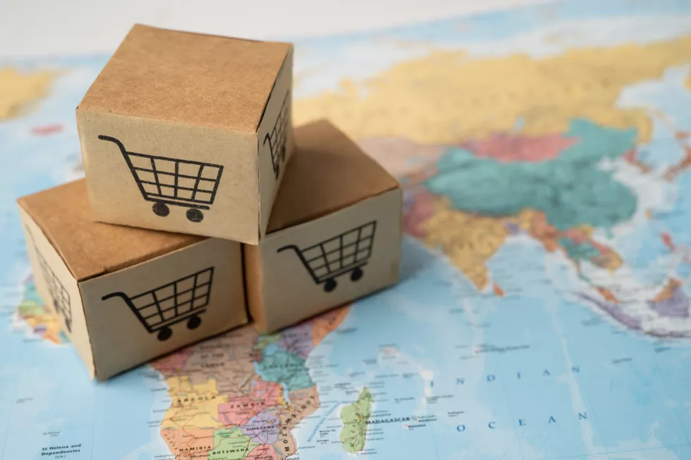 shopping-cart-logo-box-world-globe-map