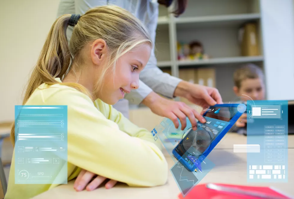 education-elementary-school-learning-technology-people-concept-little-girl-with-teacher-tablet-pc-computer-classroom-virtual-screens-projections