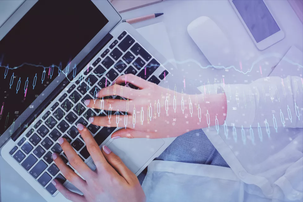 double-exposure-woman-hands-working-computer-forex-chart-hologram-drawing-top-view-financial-analysis-concept